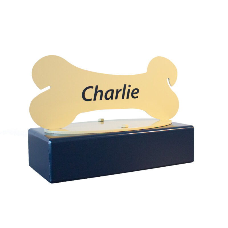 bone steel dog urn with name 2